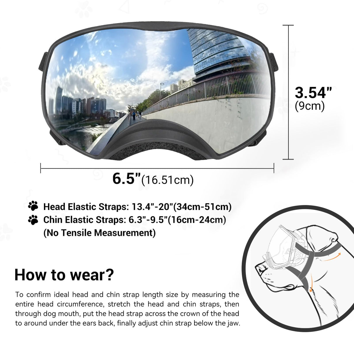 PETLESO Dog Goggles Large Breed, UV Protection Pet Sunglasses Wide Version Windproof Eye Wear for Medium to Large Dogs, Outdoor Driving/Riding/Hiking Use, Silver Mirror Lens
