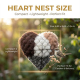 BomKra Handmade Alpaca Fiber Bird Nesting Heart, Refillable Birds Haven Heart Shape Hummingbird Nesting, Winter Tree Shelter for Wild Bird, Hummingbird House & Unique Garden Art Gift for Birds Lovers