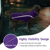 Malier Dog Winter Coat, Windproof Dog Cold Weather Coats with Real Pocket, Winter Extra Warm Pet Coat Fleece Jacket Reflective Clothes for Small Medium Large Dogs and Puppy (Purple, Large)