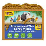 5lbs Economy & Special Spray Millet for Birds – GMO-Free, No Stems (Only Edible Tops) – 100% Natural Sun-Dried Foraging Treat for Cockatiels, Lovebirds, Parakeets, Finches & Canaries