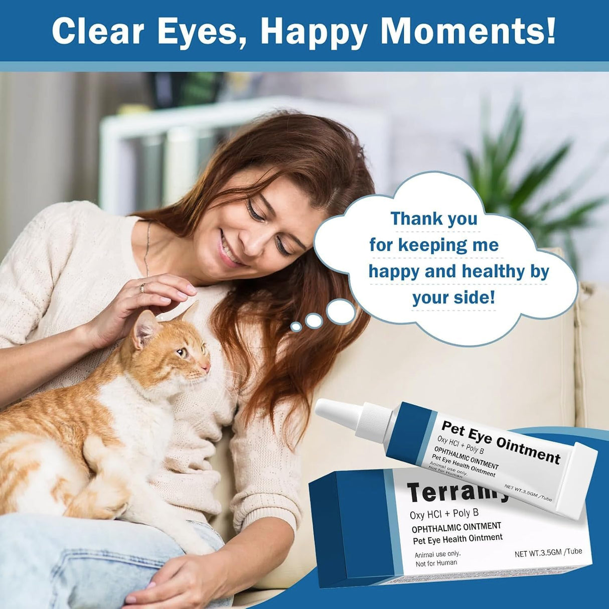 Polika TER-amycin Pet Eye Cream Health for Dogs, Cats, Cattle, Sheep, Horse, Bird 1/8 oz /3.5gr Pack of 2