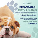 Expandable Pet Carrier Sling Bag - Small Dog, Puppy and Cat Carrier Front Shoulder Backpack w/Harness Strap - Carrying Pouch for ESA, Animal Travel - PU Leather Bottom, Mesh Pocket by Katziela (Grey)