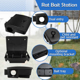 Qualirey Large Rat Bait Station with Key Rat Bait Station Traps Reusable Mouse Traps Smart Tamper Proof Cage House Heavy Duty Bait Boxes for Rodents Outdoor Rats Mice, Bait not Included(4 Pcs)