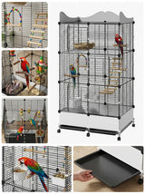 Encrypted Bird Cage Large Bird Cages 57-Inch, Top Storage Space, Bottom Splash Guard with Essential Bird Supplies – Durable & Spacious Aviary – Budgies & Cockatiels