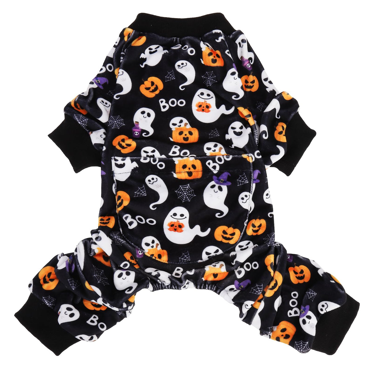 PUPTECK Soft Fleece Dog Pajamas for Small Medium Dogs, Dog Onesie Puppy Sweaters Clothes Jumpsuit Pjs, Cute Jammies Cat Coat Pet Costume Apparel, Halloween Black L