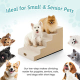 COZY KISS Dog Stairs for Small Dogs 15.7" H, 4-Step Gentle Incline Pet Step for Couch Sofa, Non-Slip Right-Angle Dog Ramp for Puppy Doggie Senior Cats, 15.7x23.6x15.7 Inch, Beige
