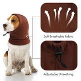 IDOMIK Dog Calming Hoodie,Ear Wraps for Dog to Calm Anxiety,Doggy Ears Head Cover for Noise Protection,Snoods for Pets Grooming Force Drying Fireworks,Pet Hematoma Ear Wrap Headband,Coffee,L