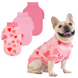 KOOLTAIL Valentine's Day Dog Sweater for Small Dogs, 3 Pack Fleece Puppy Shirt Turtleneck Pullover Clothes with Love Heart Partten, Fuzzy Soft Warm Pet Winter Cold Weather Coat, Girl Boy, Pink S