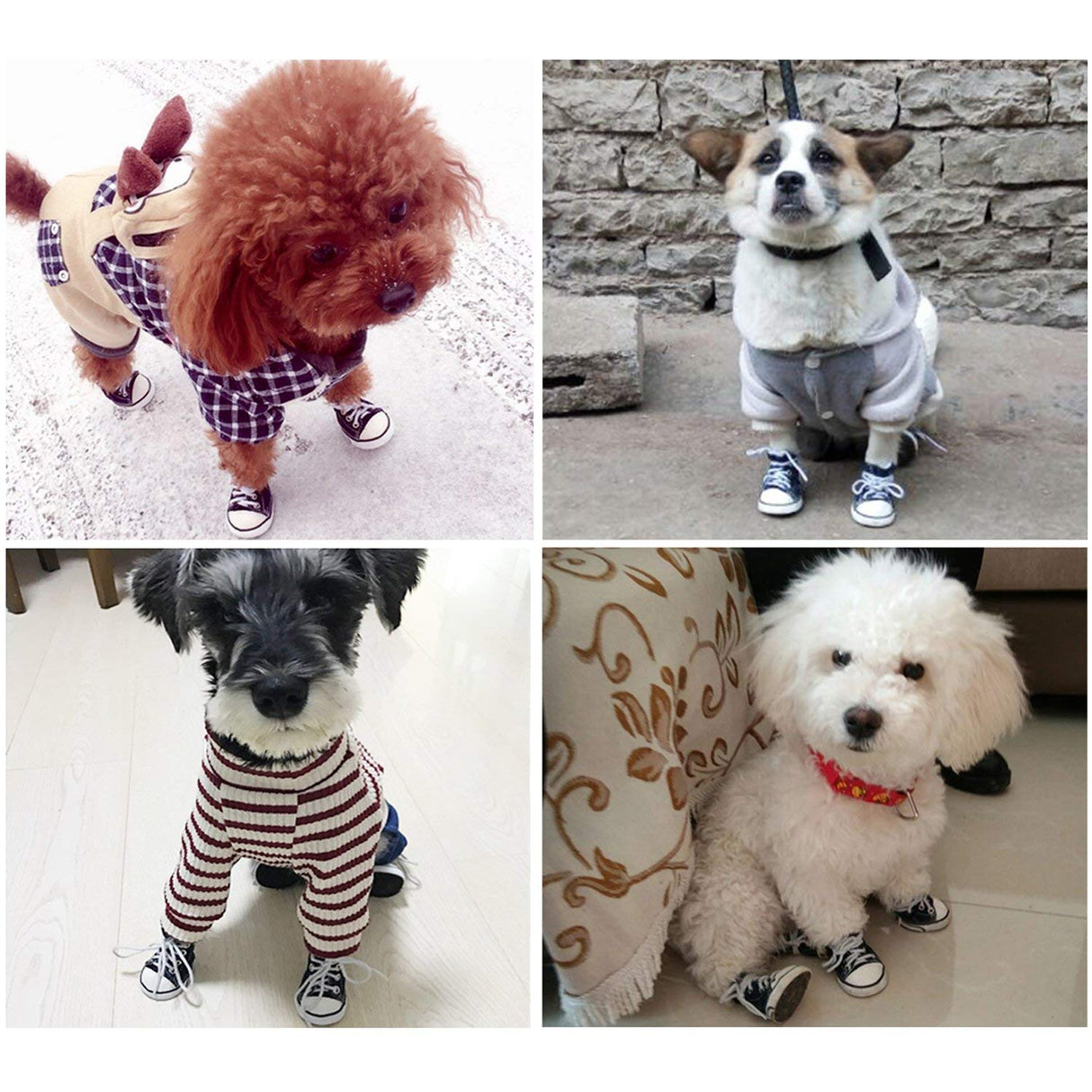 GLE2016 Pet Shoes Puppy Sport Denim Shoes Casual Style Anti-Slip Boots Sneaker Booties 4Pcs