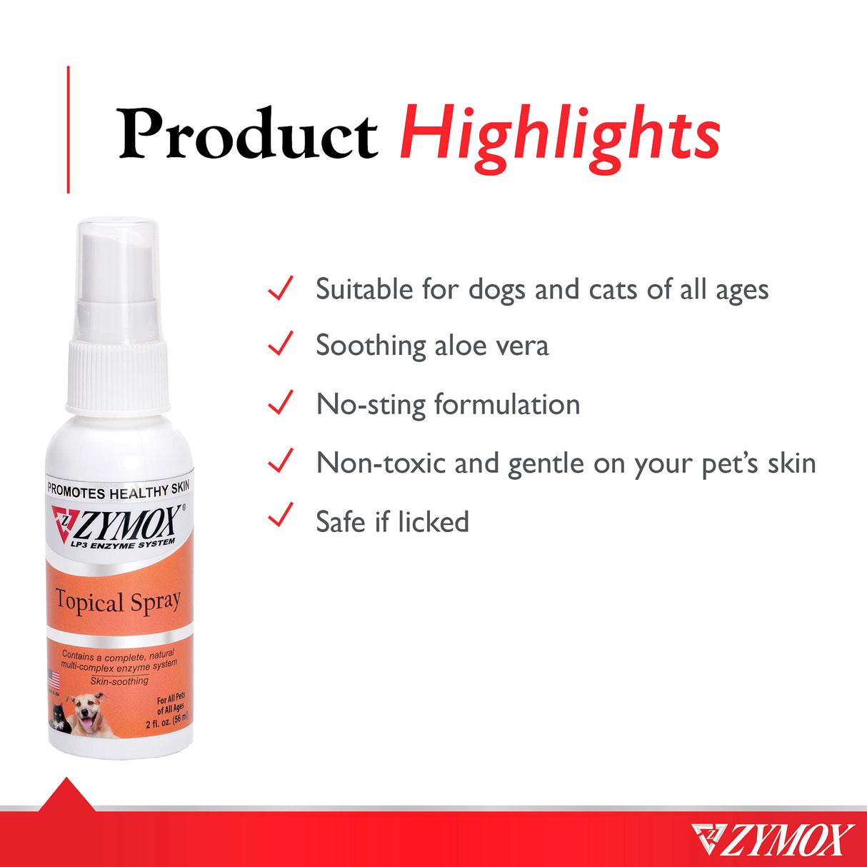 Zymox Topical Hot Spot Spray for Dogs and Cats Without Hydrocortisone, 2oz