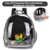 Bird Backpack Carrier, Travel Bird Cage for Small Medium Size Parrot Parakeet Budgies Cockatiel, Portable Clear Bubble Window Bag with Stainless Steel Tray Food Bolw Standing Perch (Black)