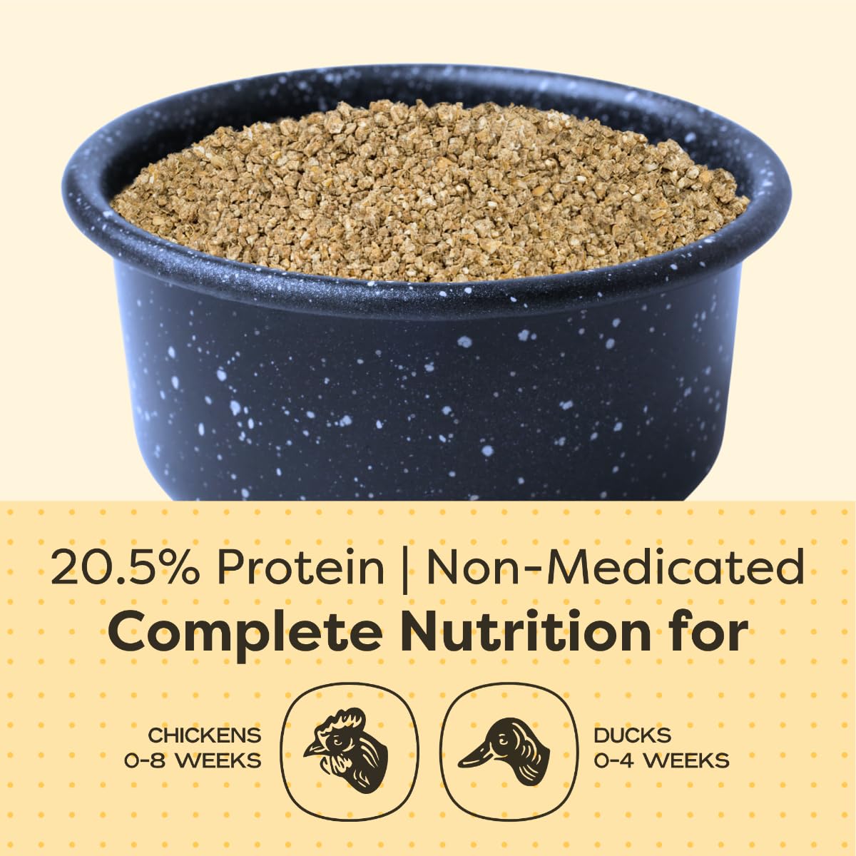 Scratch and Peck Feeds Whole Grain Starter Crumbles Chicken and Duck Feed - 25 lbs Bag - Corn-Free and Soy-Free - 20.5% Protein, Certified Organic and Non-GMO Project Verified Chicken Food