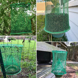 Ranch Fly Trap Outdoor Hanging Reusable with Fishing Apparatus | Food Bait Tray Catcher Cage for Indoor or Outdoor Family Farms, Park (10 Pack)
