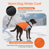 DENTRUN Dog Coat with Harness Built in, Extra Large Water-Repellent Dog Jacket, Turtleneck Windproof Reflective Strips for Great Dane, Orange, XXXL