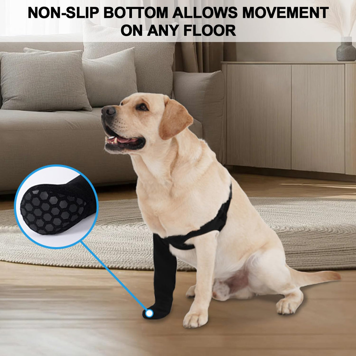 yrenoer Dog Recovery Socks - Waterproof Paw Protectors with Non-Slip Sole | Post-Surgery Boots for Wound Protection | Anti-Licking Sleeves for Dogs (Black, 4XL_Right)