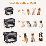 JESPET Soft Dog Crates Kennel, 3 Door Soft Sided Folding Travel Pet Carrier with Straps and Fleece Mat for Dogs, Cats (Dark Grey, X-Large(36" L x 24" W x 27" H))