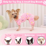 Dog Sweaters Small Girl Warm Fleece Pajamas, Cute Extra Small Dog Clothes, 4 Legs Puppy Jumpsuit Pjs Soft Stretchy Doggie Onesies Pet Outfit Apparel for Chihuahua Yorkie, Rainbow Pink, XXS