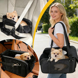 BABORUI Center Console Dog Car Seat, 3-in-1 Portable Pet Carrier, Cat Car Seat with Zipper Fold Storage, Travel Ride Companion for Cats