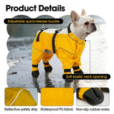 Yternal Waterproof & Dirt-Proof Dog Rain Boots for Small Medium Dogs – Adjustable One-Piece Paw Protectors with Reflective Strips and Non-Slip Soles for Rain Snow, Yellow M