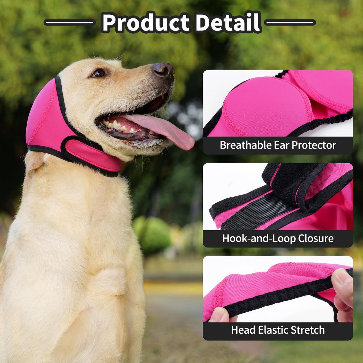 LIANZIMAU Quiet Ears for Dogs Comfort Calming Hoodie Dog Ear Covers for Noise & Anxiety Relief Ear Wraps for Dog Adjustable Dogs Ear Muffs Noise Protection Firework,Grooming and Force Drying