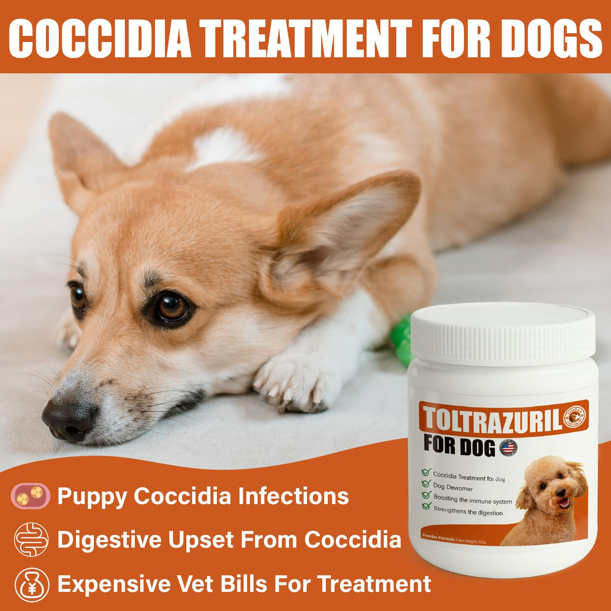 Toltrazuril 5.0% for Cats and Dogs for Giarci, 100g Powder Formula for Non-Food Chain Animals