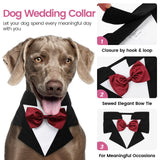 AOFITEE Formal Dog Tuxedo, Large Dog Wedding Bandana Collar with Bow Tie, Adjustable Birthday Costume Valentines Outfits, Bowtie for Large Party Tux Wedding Outfit, Black L