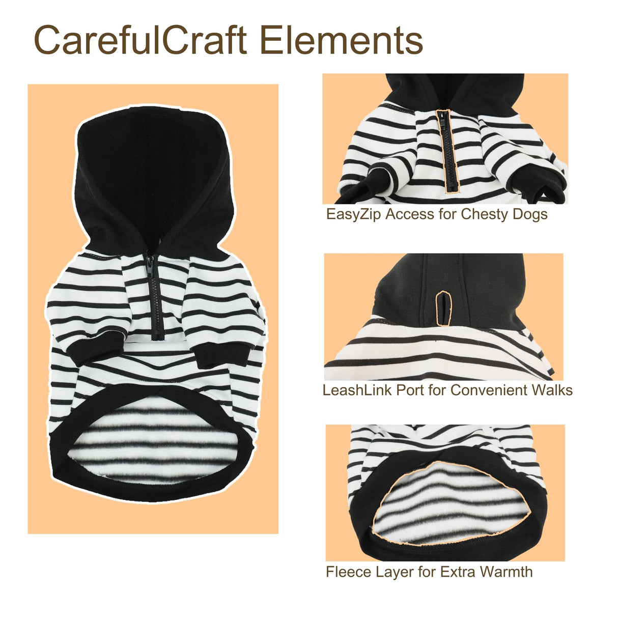 CHEERTAILS Dog Sweaters for Medium Dogs Boy French Bulldog Clothes,Frenchie Clothes Dog Fleece Sweaters Winter Coat Pet Sweatshirt Hoodie Medium Sized Halloween Costume,Black Striped,L