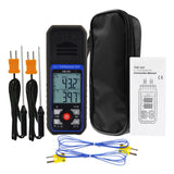 Thermocouple Thermometer Digital K Type Thermometer with 4 Thermocouples, -328~2500℉ Measuring Range HVAC Thermometer Dual Channels Temperature Meter Gauge with LED Backlight & ADJ Compensation