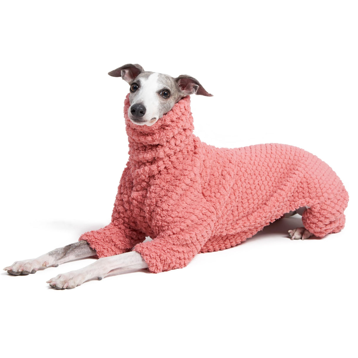 ESCCBOO Fluffy Soft Fleece Jumper Pyjamas for Italian Greyhound Whippet Dogs, Turtleneck Warm Fleece Dog Onesie, Coat, Jammies, Jumpsuit, Romper (Pink, X-Large)