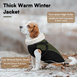 Queenmore Medium Dog Jacket with Harness Built-in, Winter Coat for Medium Dogs, Warm Puffer Jacket, Cold Weather Snowsuit Parka - Waterproof Fleece Lined Reflective Adjustable, Green/Black M