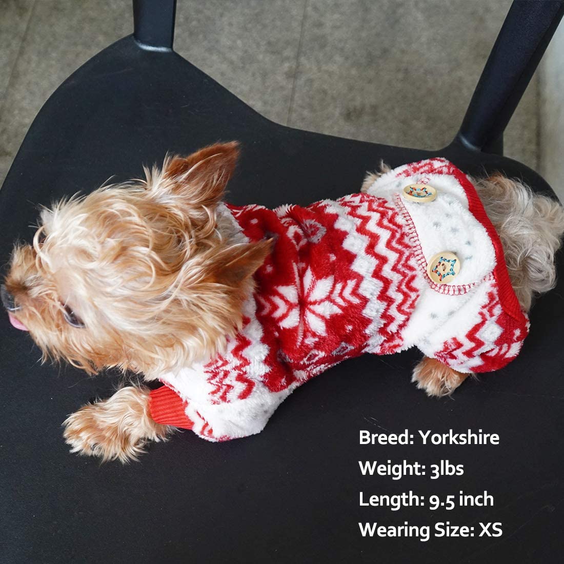 KYEESE Dog Christmas Pajamas, Holiday Dog Pajamas for Small Dogs with Snowflake Pattern, Warm Fleece Cat Onesie Cozy Christmas Outfit for Puppy Kitten Xmas Sweater Pet Jumpsuit, Small