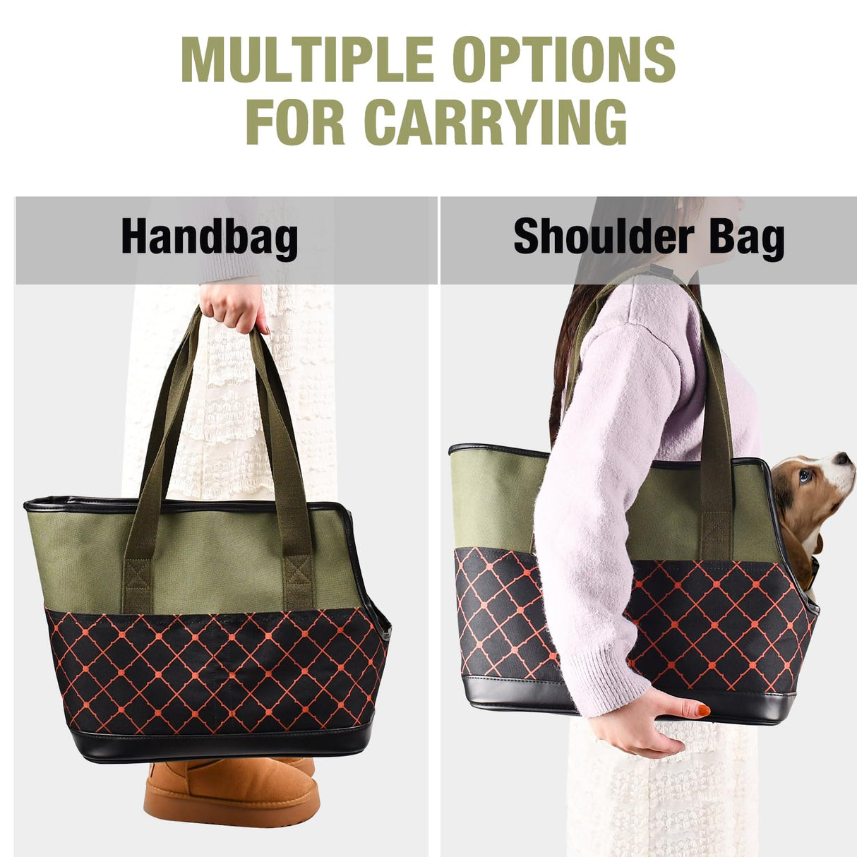 GOOPAWS Dog Purse Carrier for Small Dogs, Soft-Sided Tote Bags with Pocket Dog Travel Supplies Portable Dog Sling with Anti-Slip Bottom