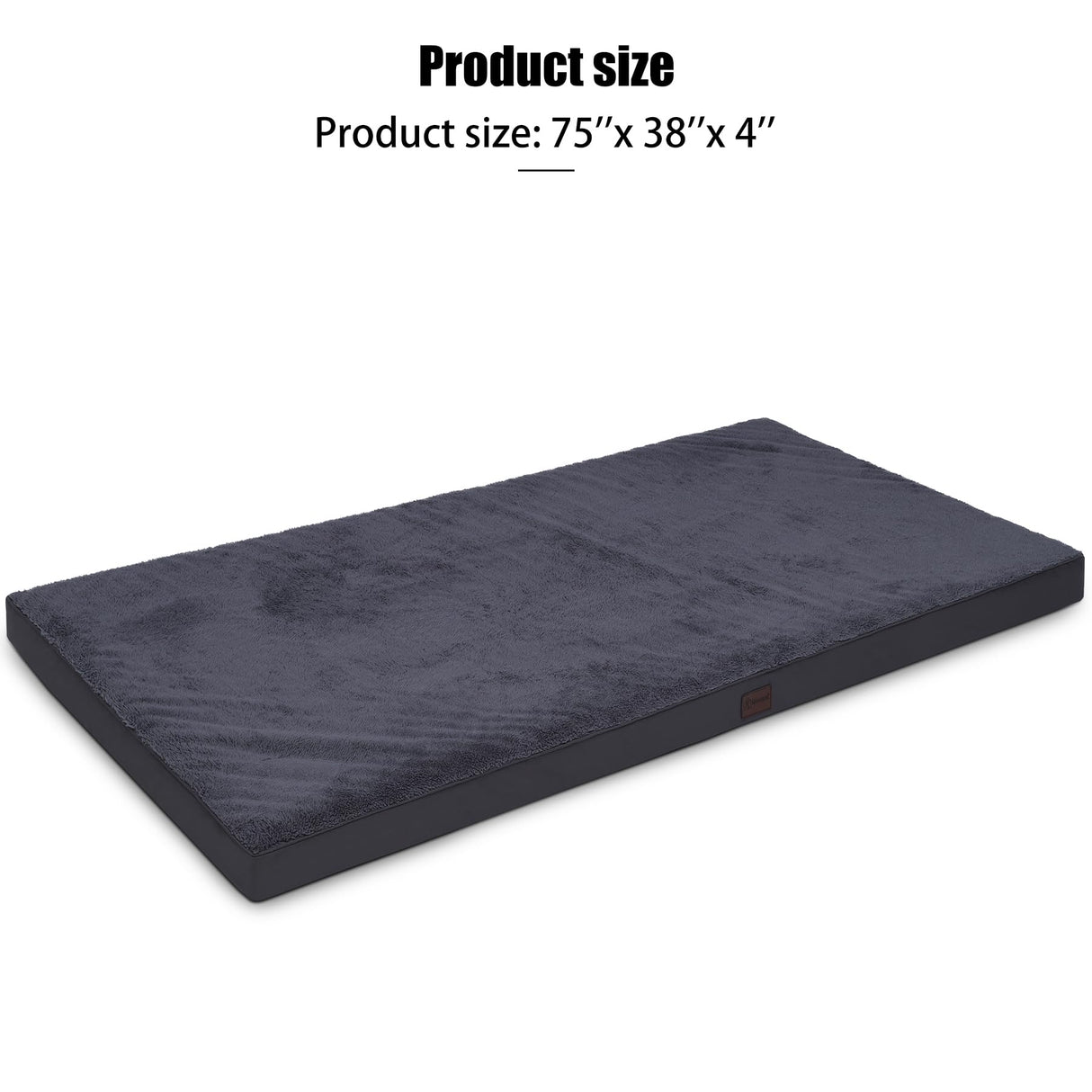 MIHIKK Waterproof Human Dog Bed Orthopedic Dog Beds for Crate with Removable Washable Cover Egg-Crate Foam Pet Pad Mat with Anti-Slip Bottom, 75x38 Inch, Grey