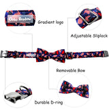 Bobo Rainbow Independence Day Dog Collar, Patriotic 4th of July Dog Collar Cute Bowtie Pet Collar Bow Tie Collar for Dogs Adjustable Puppy Collars for X-Large Dogs