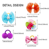 Mruq pet 100pcs Dog Hair Bows, Bulk Cute Puppy Pet Small Dog Hair Bows with Rubber Bands, Mix Handmade Flower Puff Ball Rhinestone Pearls Dog Bows, Yorkie Dog Bows for Dog Hair Grooming Accessories