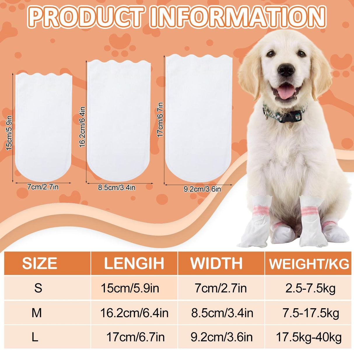 Novabright 100 Pcs Disposable Dog Booties with 3/5 Roll Protectors Bandage for Paw Protection Dog Feet Covers Pet Shoes for Pets Paw Wound Recovery for Medium Large Pets (S)