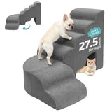 LitaiL 27.5 inches Foam Pet Steps for High Beds, Steps for Dogs to Get on Bed, L Shape Pet Ramps for Bedside, 6 Tiers Stairs for Dogs to Get on Beds for Small Medium Large Dog