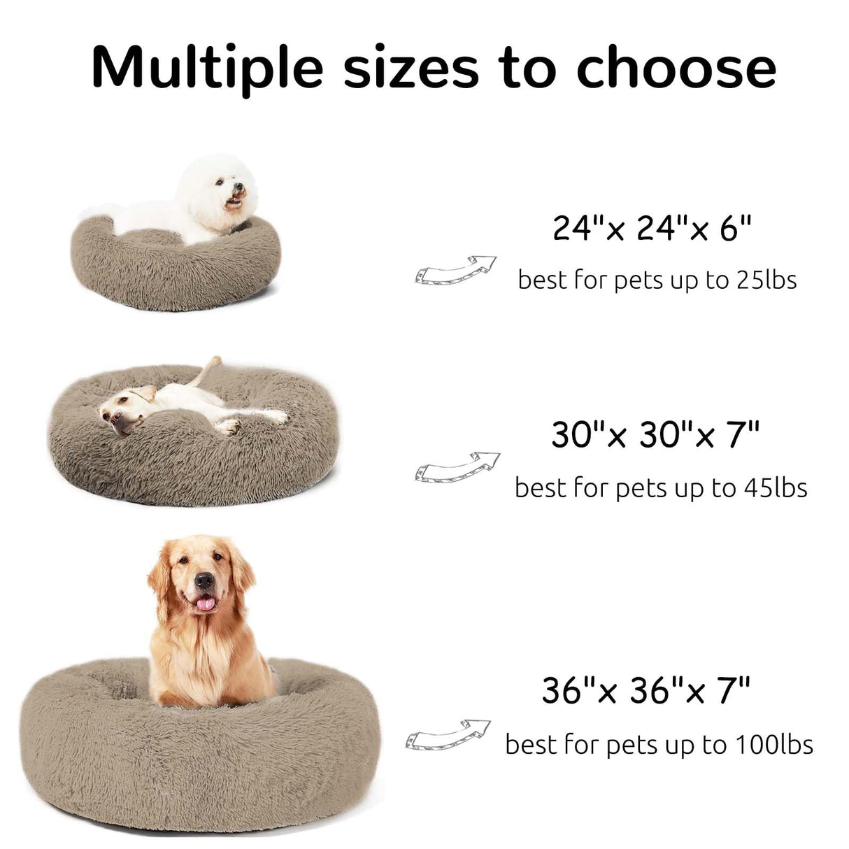 HACHIKITTY Calming Donut Cuddler Dog Bed, Indoor Puppy Beds for Large Dogs, XLarge 36''