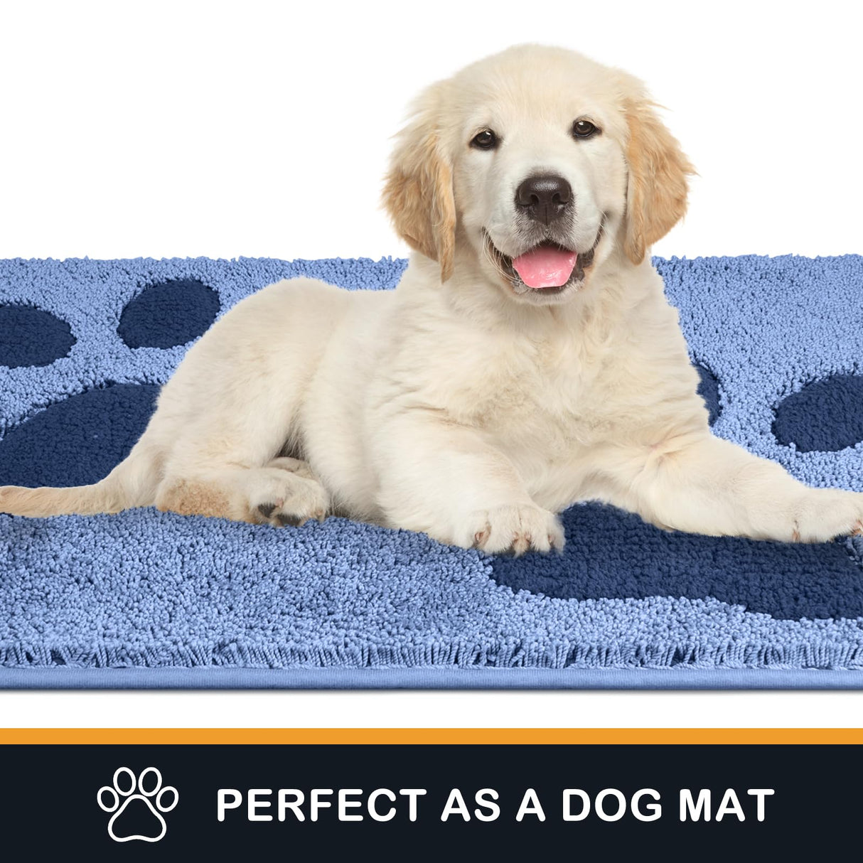 PURRUGS Dirt Trapping Door mat 32" x 47", Non-Skid/Slip Machine Washable Microfiber Entryway Rug, Dog Door Mat, Super Absorbent Welcome Mat for Muddy Wet Shoes and Paws, Light Blue
