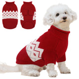 Queenmore Warm Dog Sweater, Soft Pet Knitwear, Knitted Pullover, Winter Pet Clothes for Small Medium Dogs Cats Red