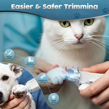 Load image into Gallery viewer, 2-in-1 Dog &amp; Cat Nail Clippers and Grinder with Light – Upgraded Safety Guard to Avoid Overcutting, Sharp Blade, Painless Quiet Pet Nail Claw Trimmers, Professional Grooming Tool for Large Small Pets
