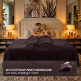 Luciphia 100% Waterproof Blanket for Adults or Large Dogs, Soft Polar Fleece Pet Throw Blankets for Bed Couch Protector Washable, Reversible Leakproof Furniture Protection,Brown Cream,85x57 inch