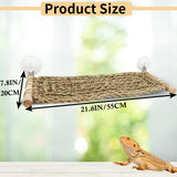 FlidRunest 21.6 x 7.8 in Seagrass Bearded Dragon Hammock for Window, Large Lizard Window Perch, Reptile Hammock Perch with Powerful Suction Cups for Lizard, Leopard Gecko, Chameleon