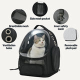 Amazon Basics Pet Carrier Backpack for Small Cats & Dogs, Collapsible Travel Carrier with Bubble Window & Breathable Mesh, Foldable for Travel, Black