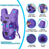 PetBonus Pet Front Dog Carrier Backpacks, Adjustable Pet Backpack, Legs Out Easy-fit Puppy Chest Carrier for Medium Small Dogs, Hands Free for Hiking, Cycling (Purple, S)
