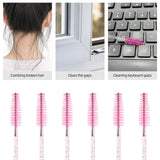 50 Pcs Disposable Mascara Wands, Crystal Eyebrow Spoolies Brush for Eyelash Extensions, Pink Eye Lash and Makeup Brush