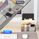 gianotter Mail Organizer Countertop, Book Shelf,Metal File Holder with 3-Slot, Book Shelf, Bill Organizer for Office Receipts and Letter Paper Storage (Black)