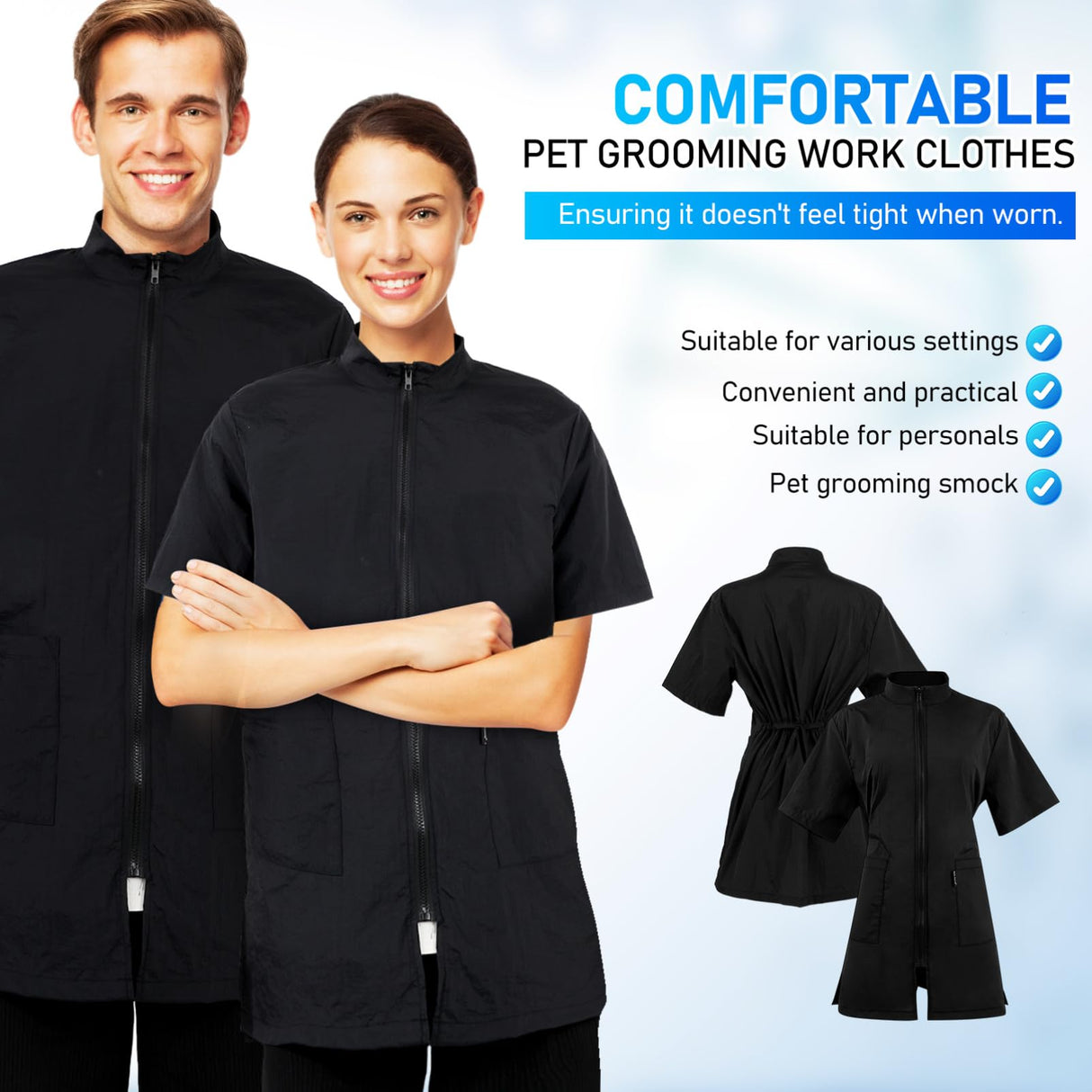 Holibanna Pet Grooming Smock Waterproof Workwear with Multifunctional Pockets for Dog Groomers Barber Jacket Size L Comfortable Durable