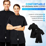 Holibanna Pet Grooming Smock Waterproof Workwear with Multifunctional Pockets for Dog Groomers Barber Jacket Size L Comfortable Durable