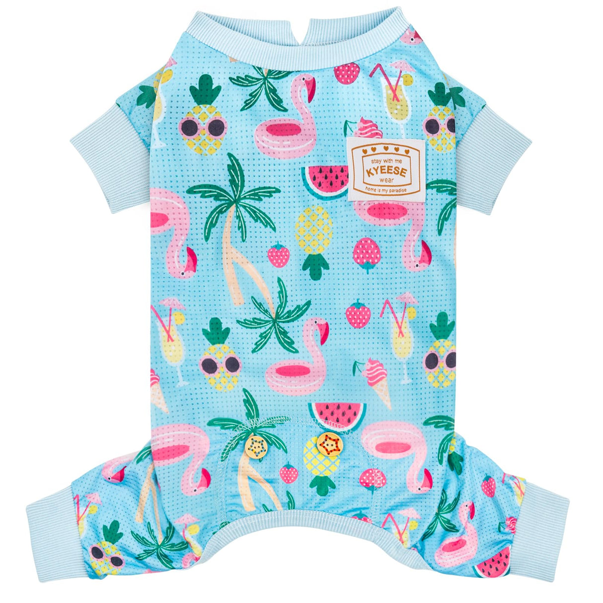 KYEESE Dog Pajamas, Lightweight Dog Pajamas for Small Medium Dogs, Breathable Mesh Dogs PJS Soft Onesie Clothes, Comfy Summer Sun Protection Jammies Pet Sleepwear, Pet Jumpsuit Outfit, Flamingo, XL